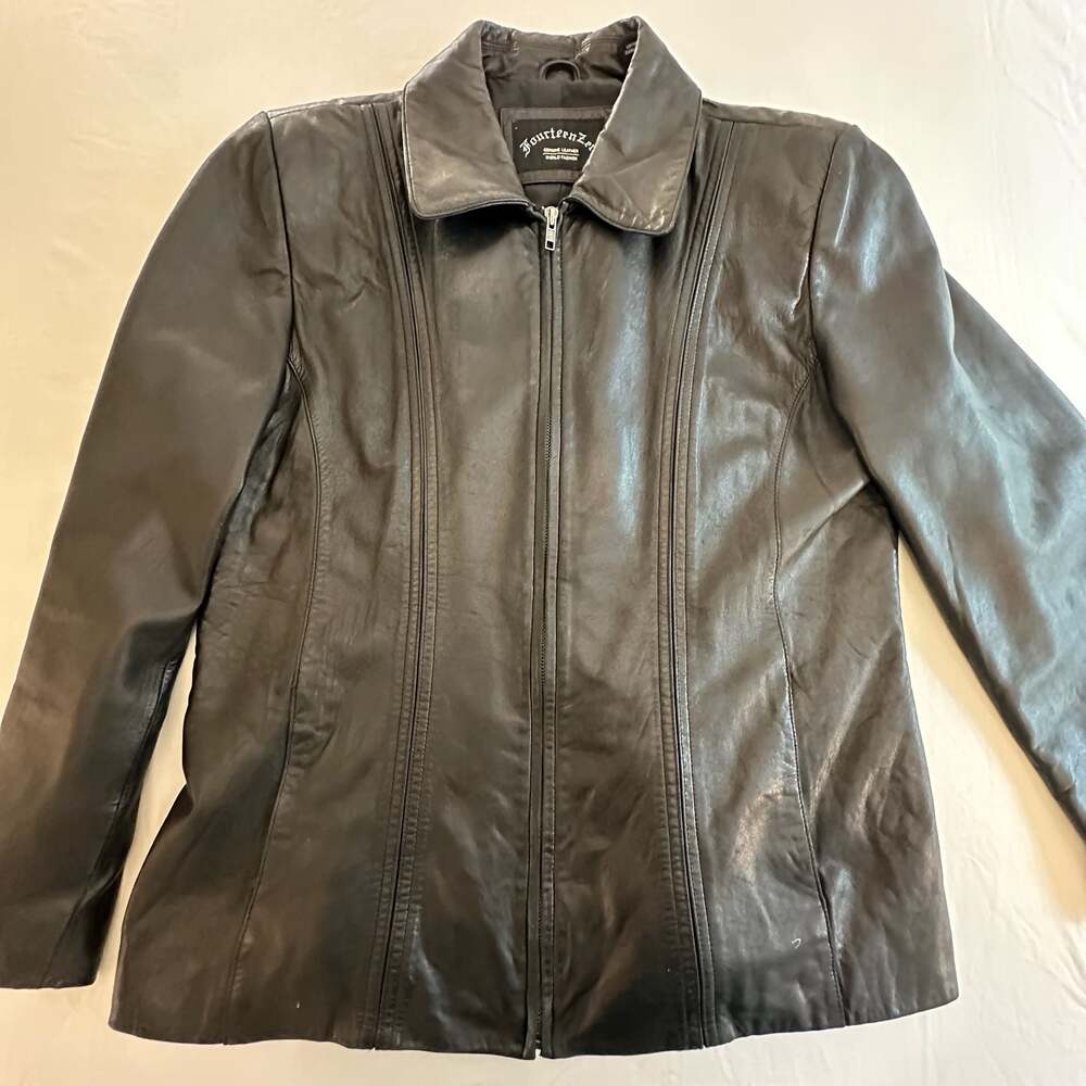 FourteenZero Genuine Leather Women's Zip-Front Jacket